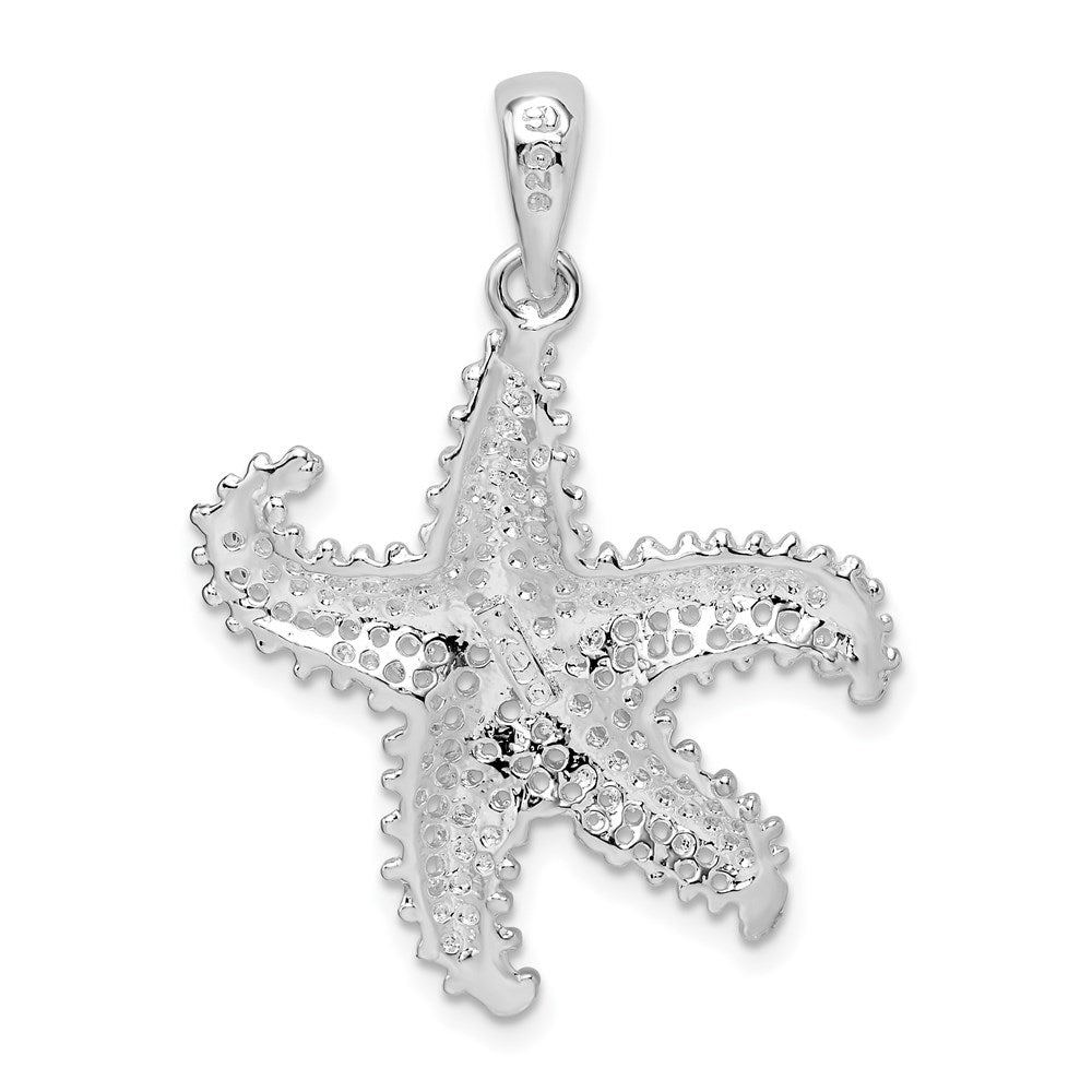 Sterling Silver Rhodium-plated Polished Pierced Starfish Pendant
