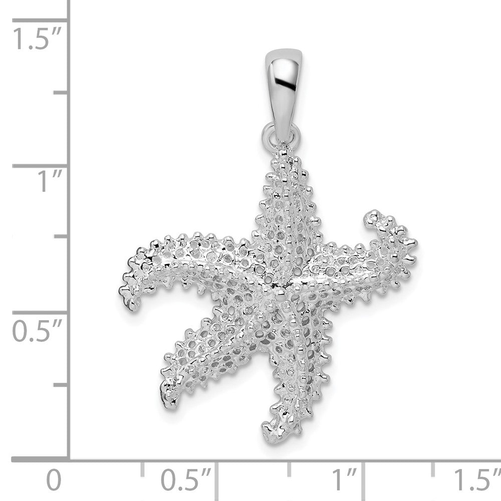 Sterling Silver Rhodium-plated Polished Pierced Starfish Pendant