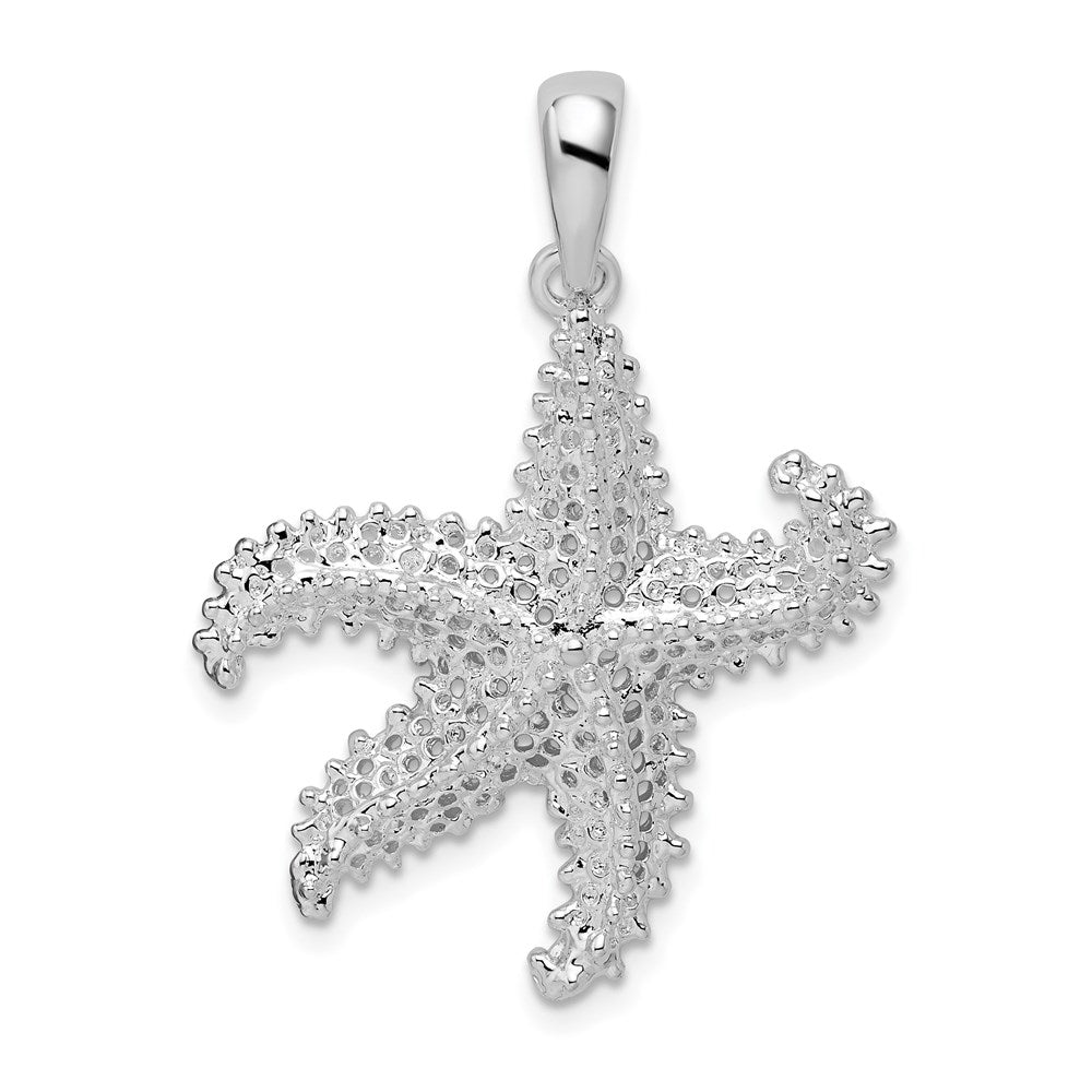 Sterling Silver Rhodium-plated Polished Pierced Starfish Pendant