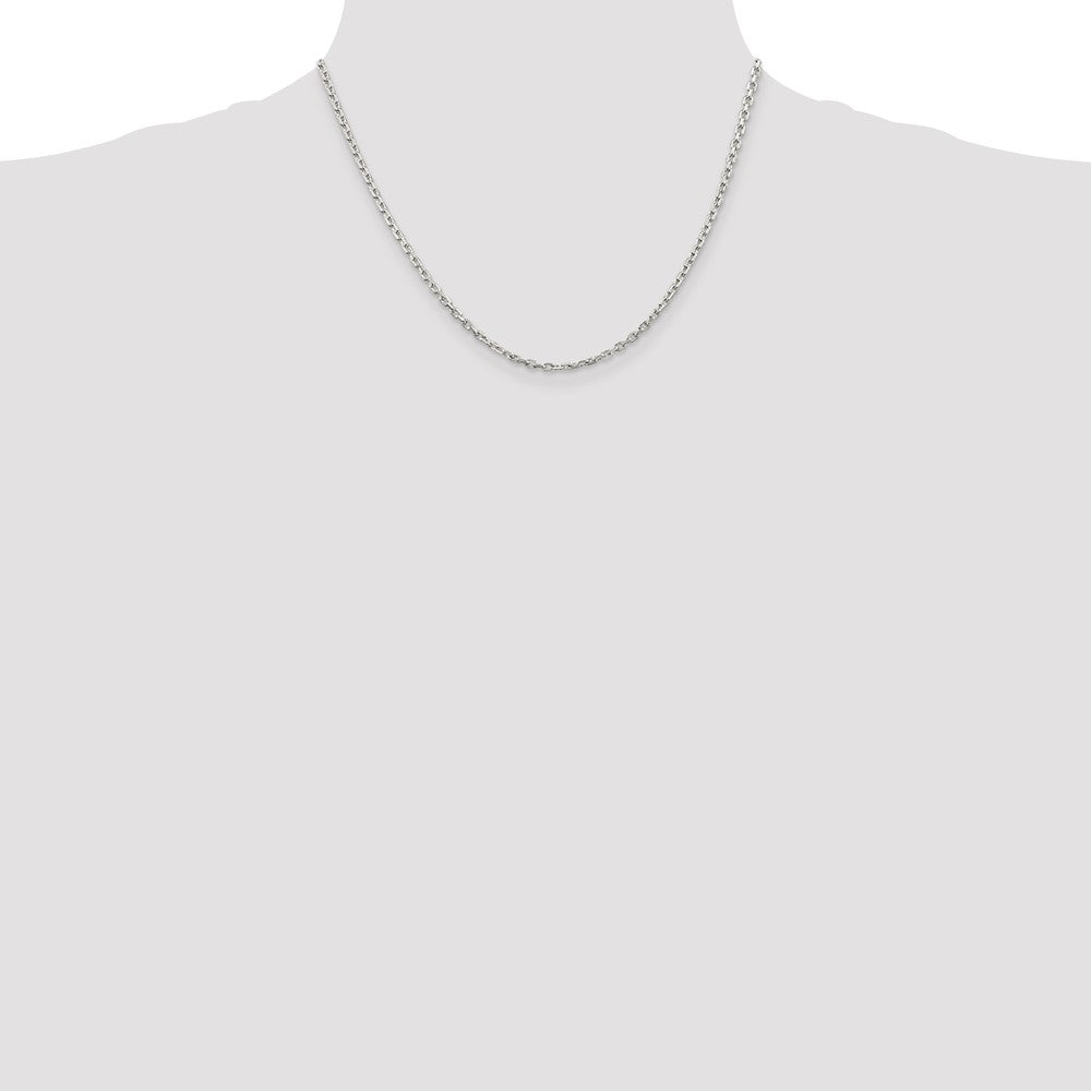 Sterling Silver 2.75mm Beveled Oval Cable Chain w/ ext.
