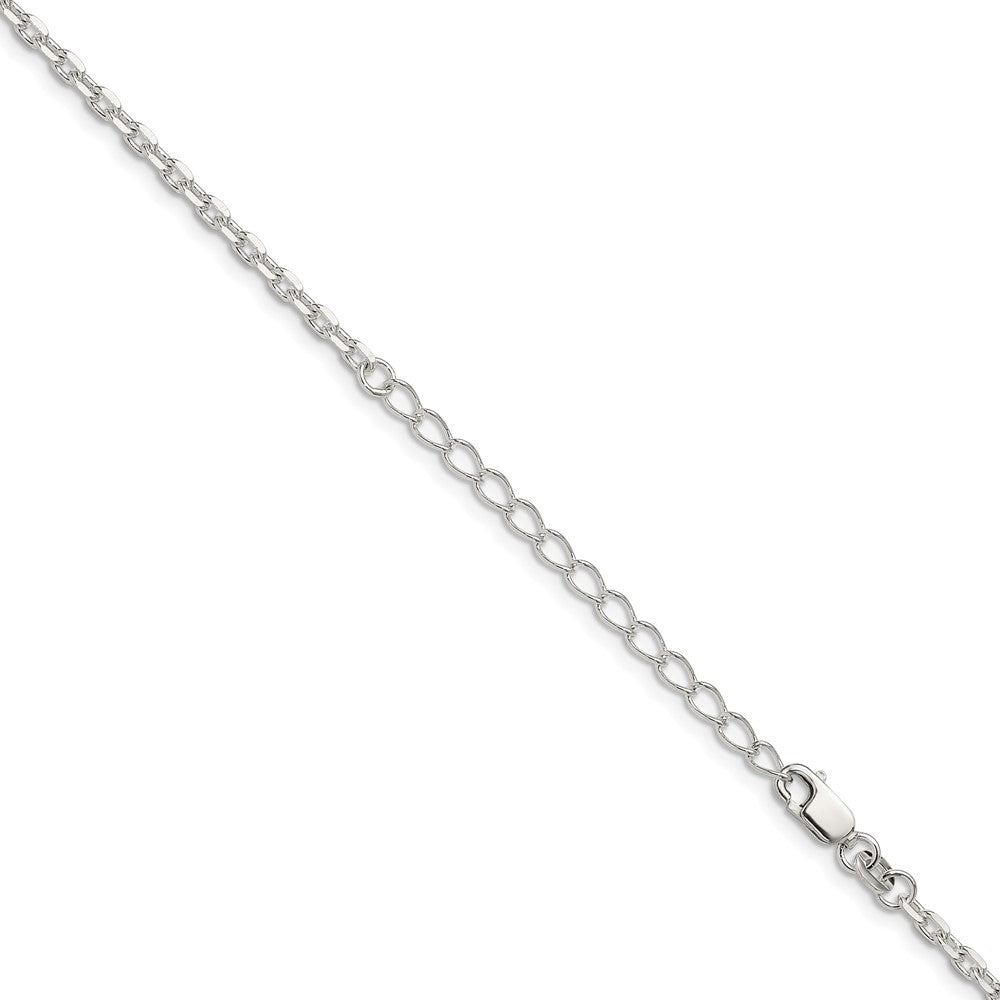 Sterling Silver 2.75mm Beveled Oval Cable Chain w/ ext.