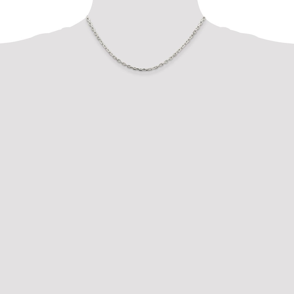 Sterling Silver 3.25mm Beveled Oval Cable Chain