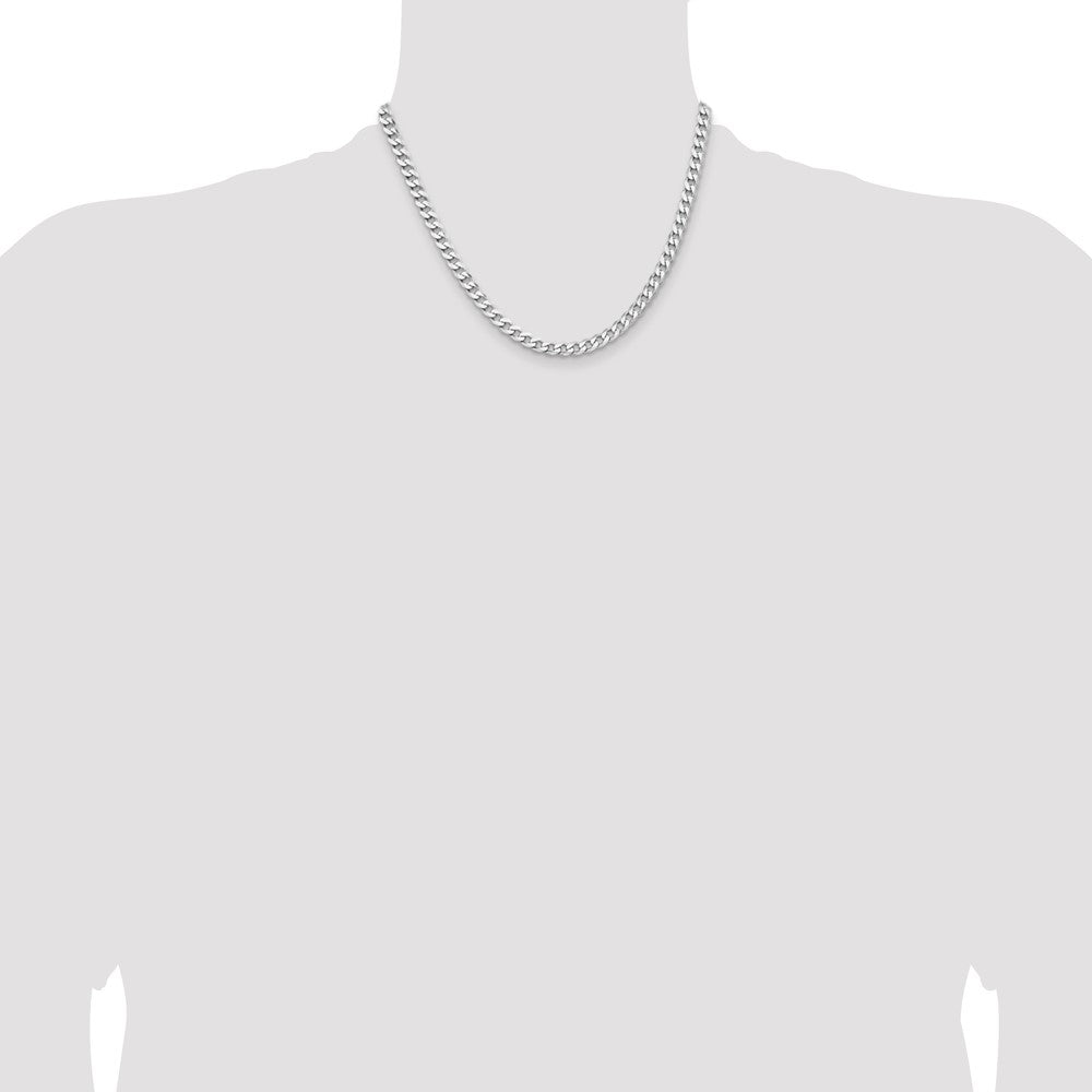 Sterling Silver Rhodium-plated 5.7mm Curb Chain