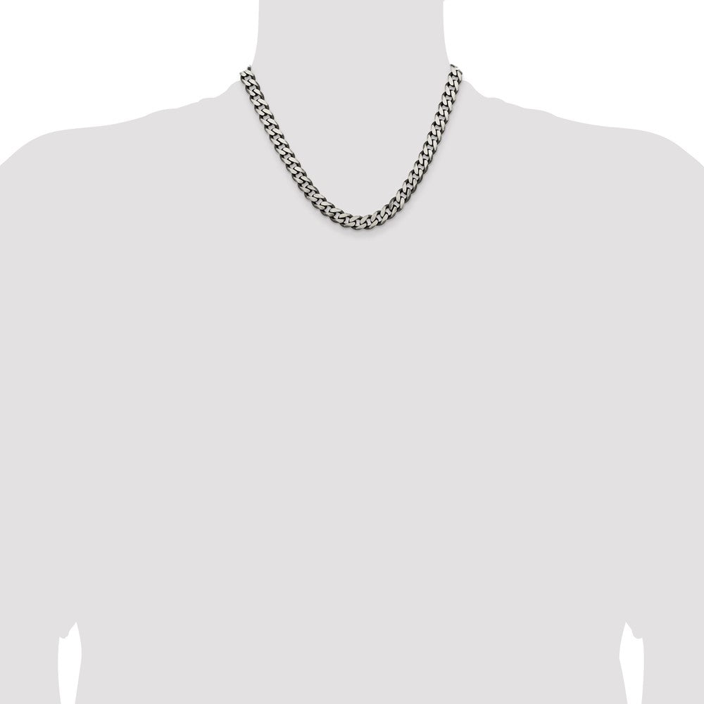 Sterling Silver Antiqued 9.3mm Curb Chain