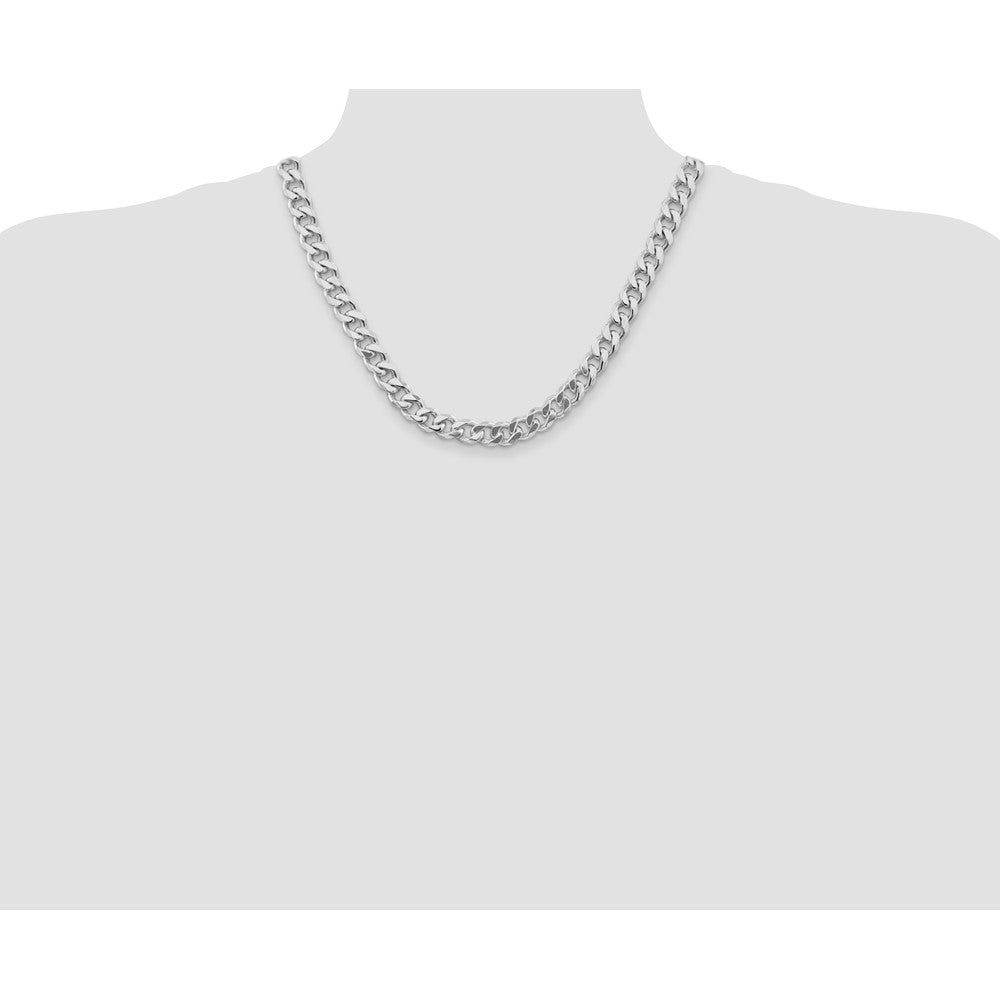 Sterling Silver Rhodium-plated 9.3mm Curb Chain