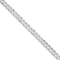 Sterling Silver Rhodium-plated 5.65mm Concave Beveled Curb Chain