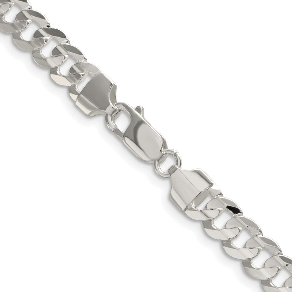 Sterling Silver Rhodium-plated 6.75mm Concave Beveled Curb Chain