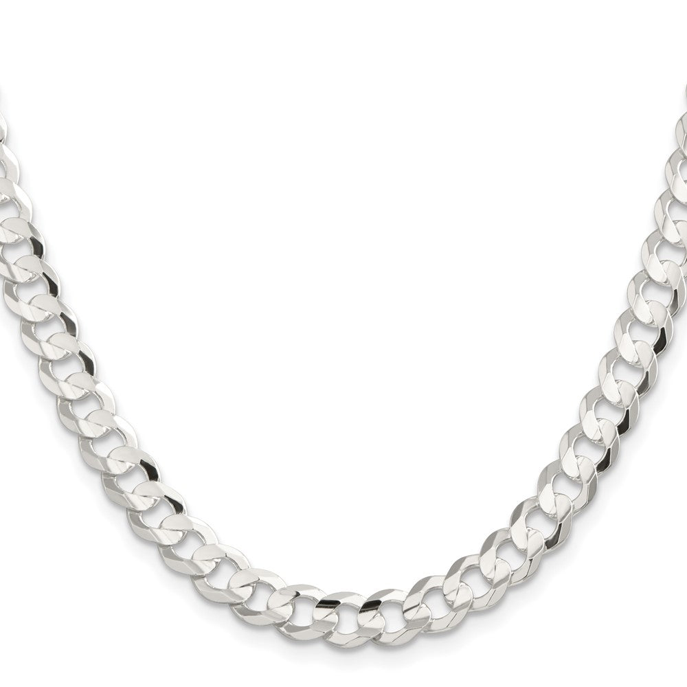Sterling Silver 7.8mm Concave Beveled Curb Chain