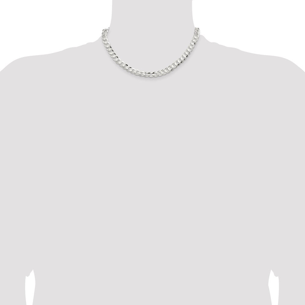 Sterling Silver 7.8mm Concave Beveled Curb Chain