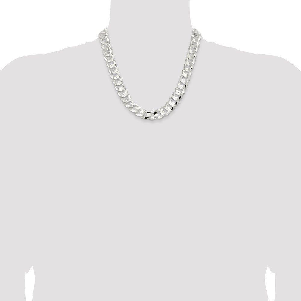 Sterling Silver 14.0mm Concave Beveled Curb Chain