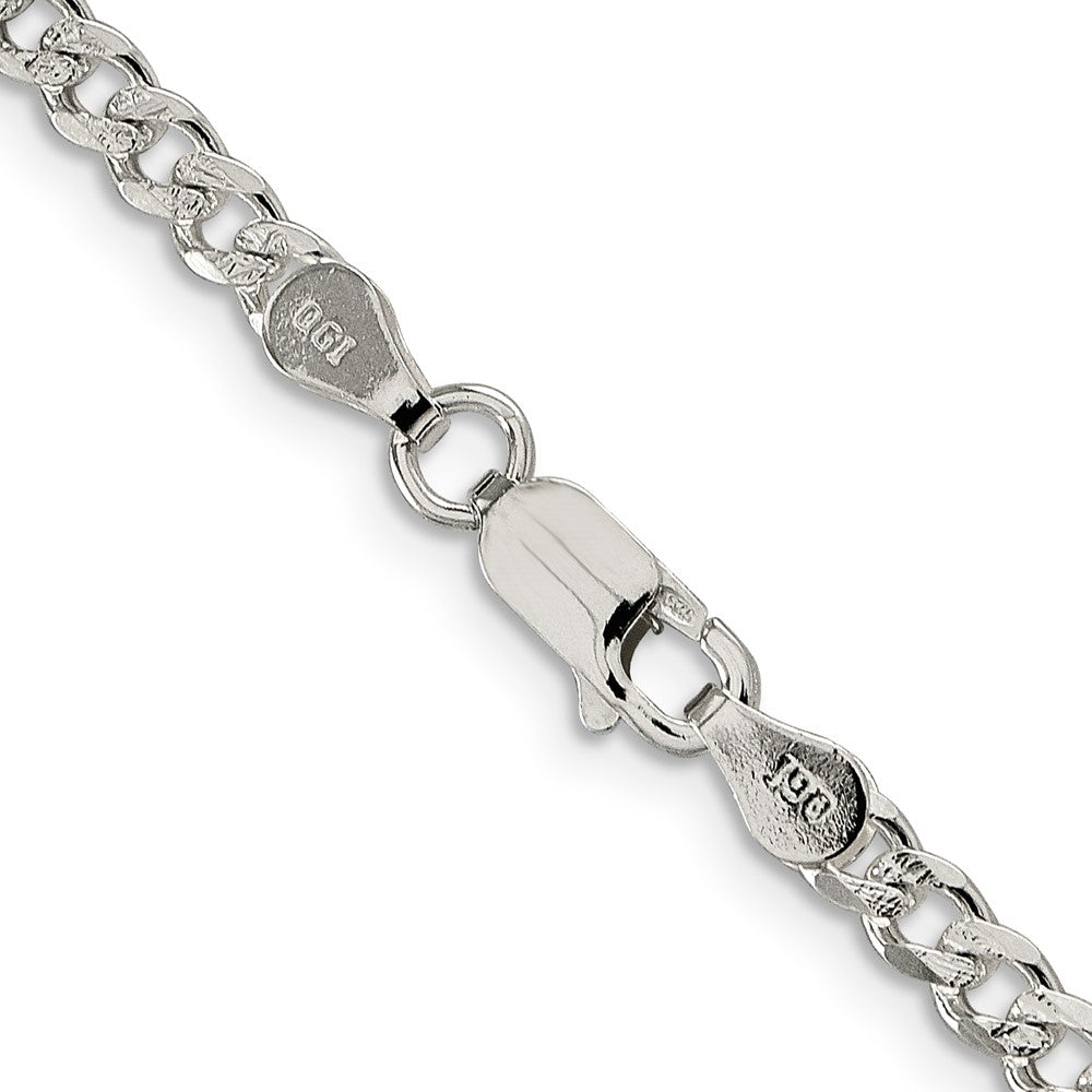 Sterling Silver 3.8mm Pavé Curb Chain