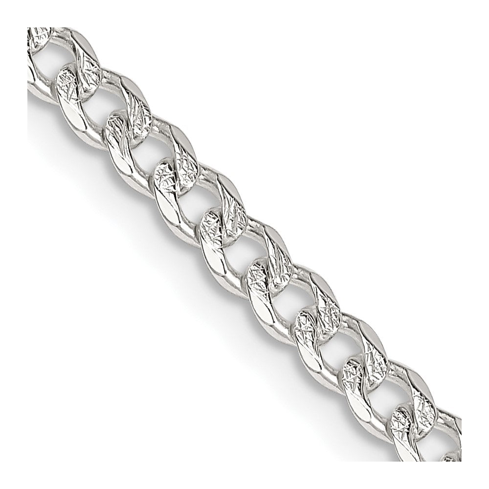 Sterling Silver 3.8mm Pavé Curb Chain