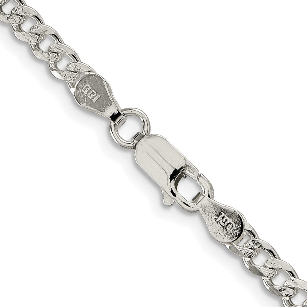 Sterling Silver Rhodium-plated 3.8mm Pavé Curb Chain