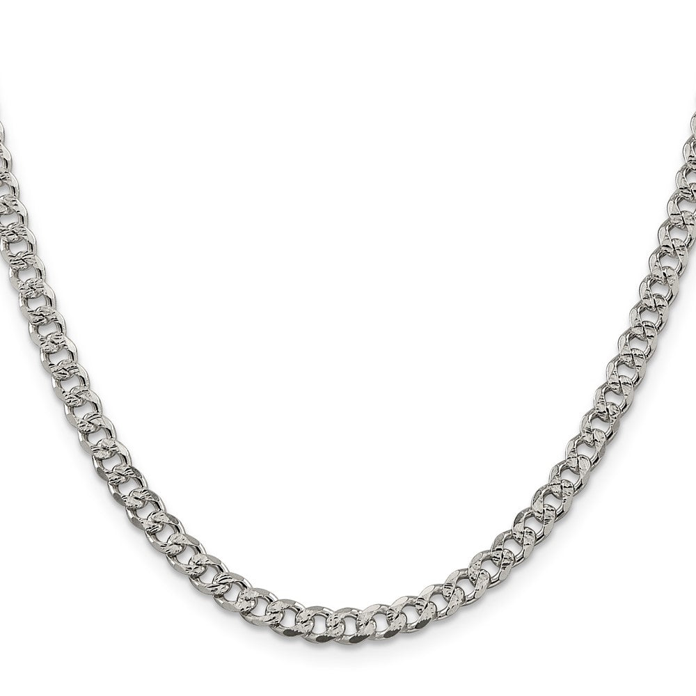 Sterling Silver 4.5mm Pavé Curb Chain