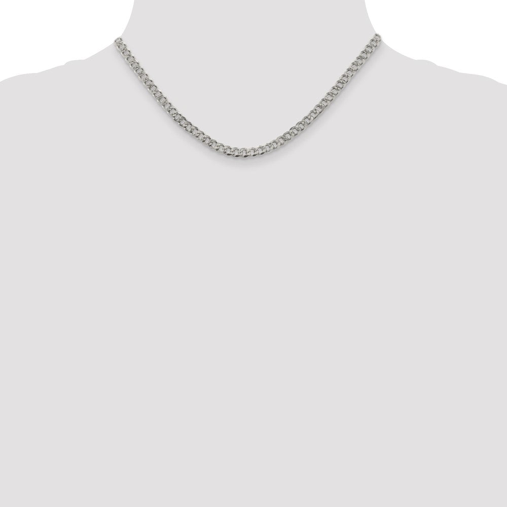 Sterling Silver 4.5mm Pavé Curb Chain