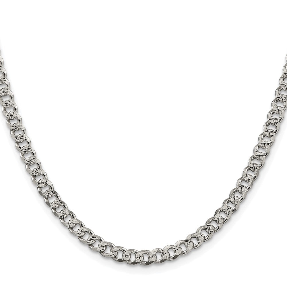 Sterling Silver Rhodium-plated 4.5mm Pavé Curb Chain