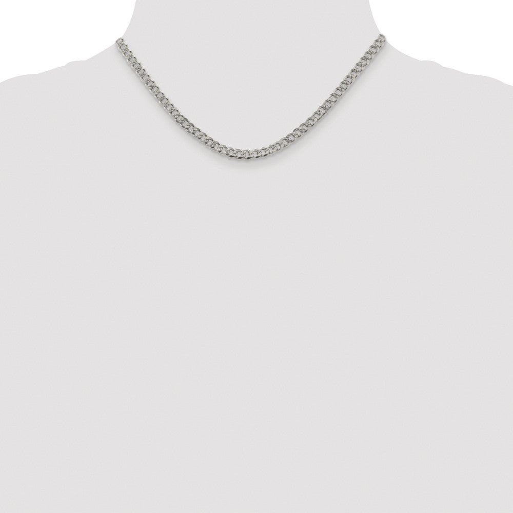 Sterling Silver Rhodium-plated 4.5mm Pavé Curb Chain
