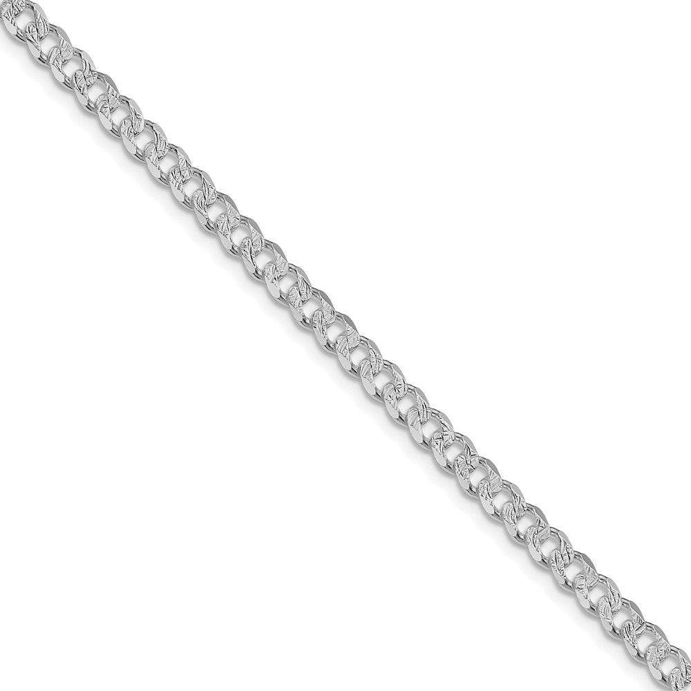 Sterling Silver Rhodium-plated 4.5mm Pavé Curb Chain