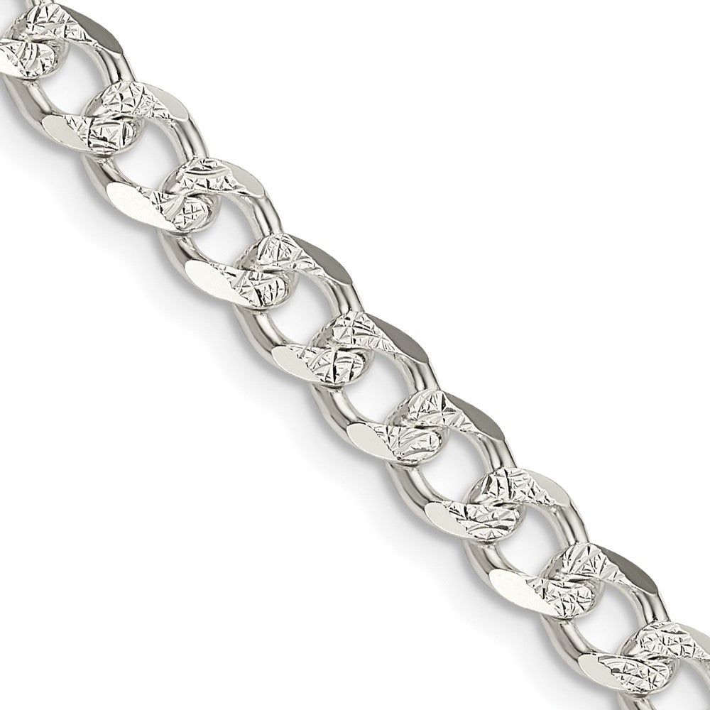 Sterling Silver 5.5mm Pavé Curb Chain