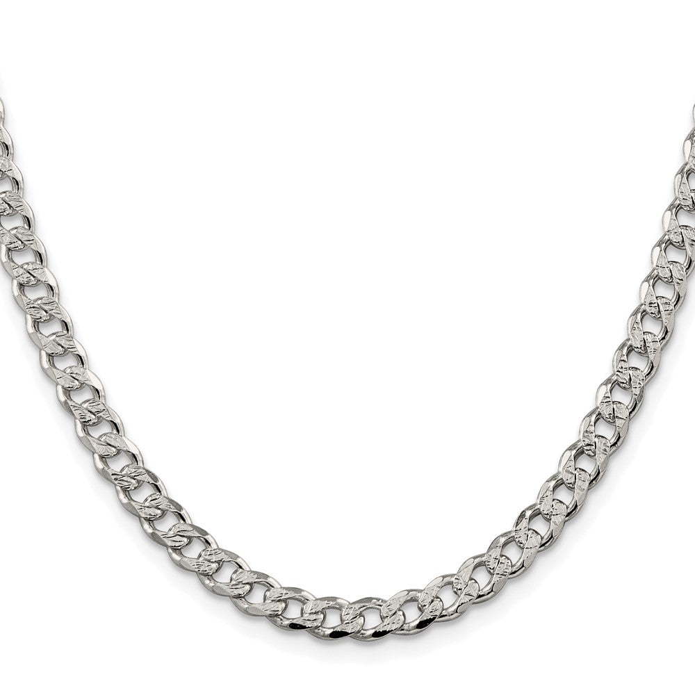 Sterling Silver Rhodium-plated 5.5mm Pavé Curb Chain