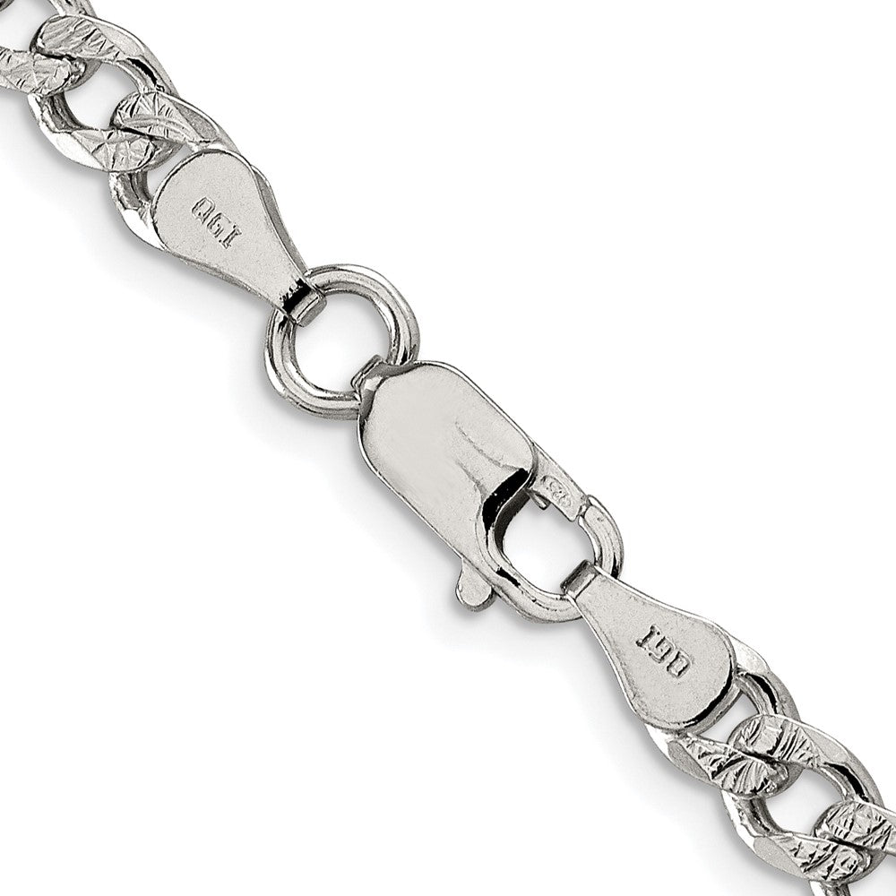 Sterling Silver Rhodium-plated 5.5mm Pavé Curb Chain