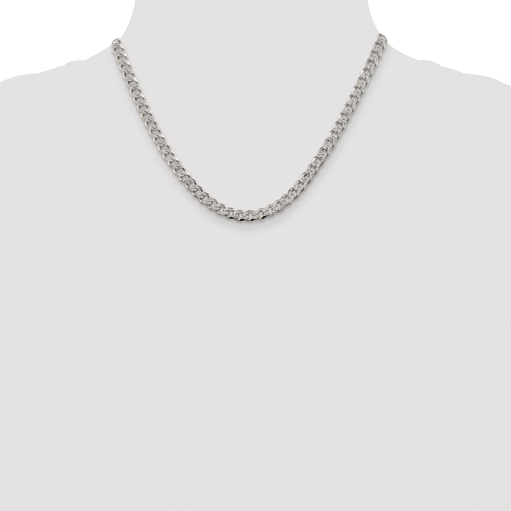 Sterling Silver Rhodium-plated 5.5mm Pavé Curb Chain