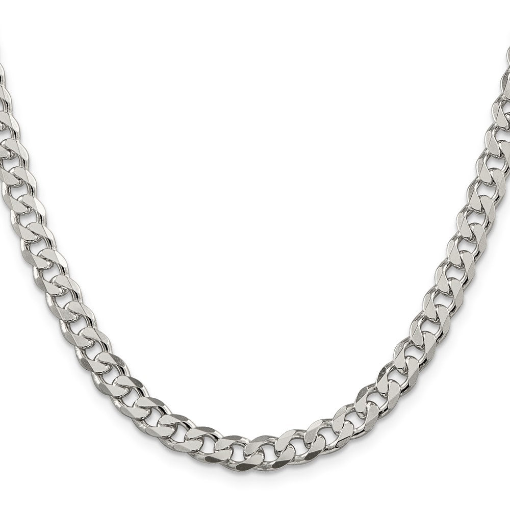 Sterling Silver 7mm Pavé Curb Chain
