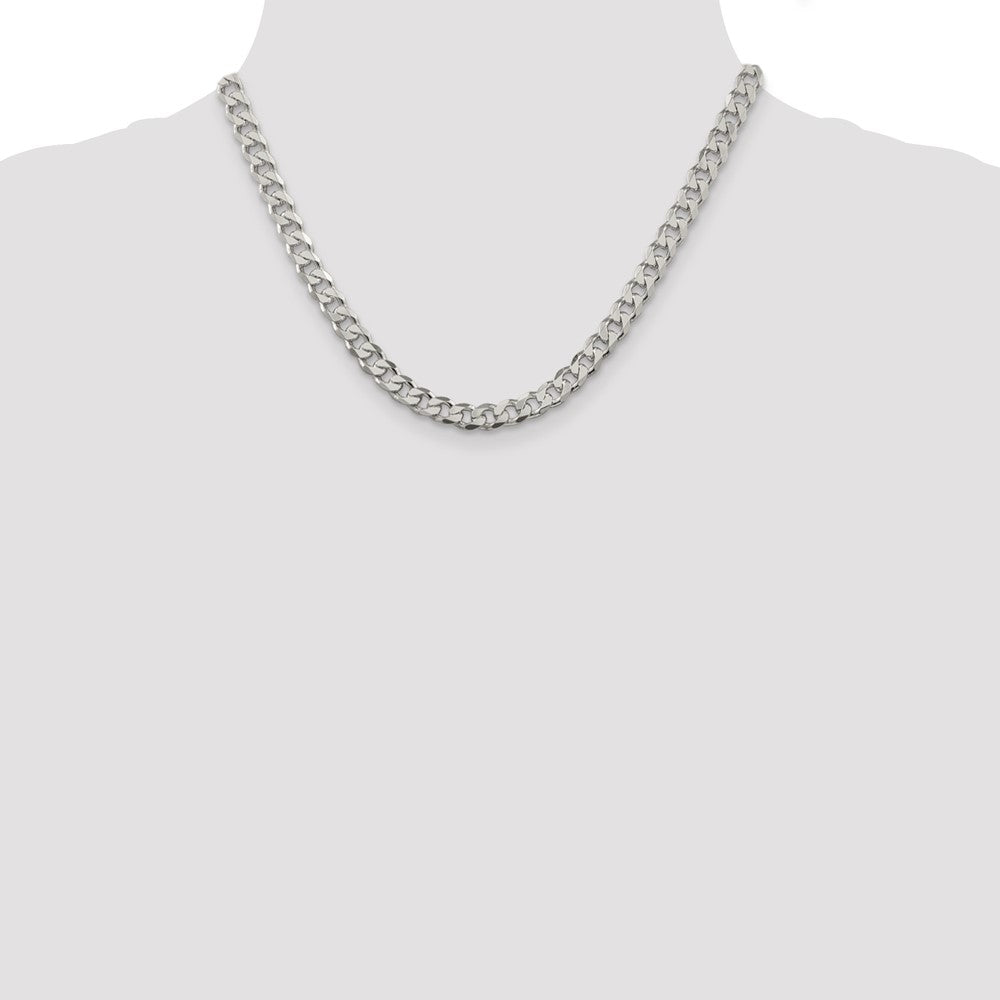 Sterling Silver 7mm Pavé Curb Chain