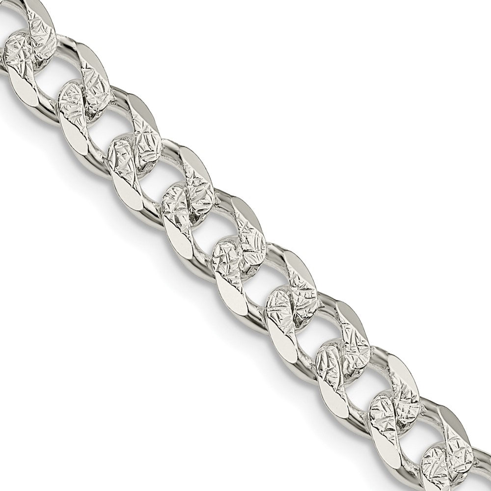 Sterling Silver 7mm Pavé Curb Chain