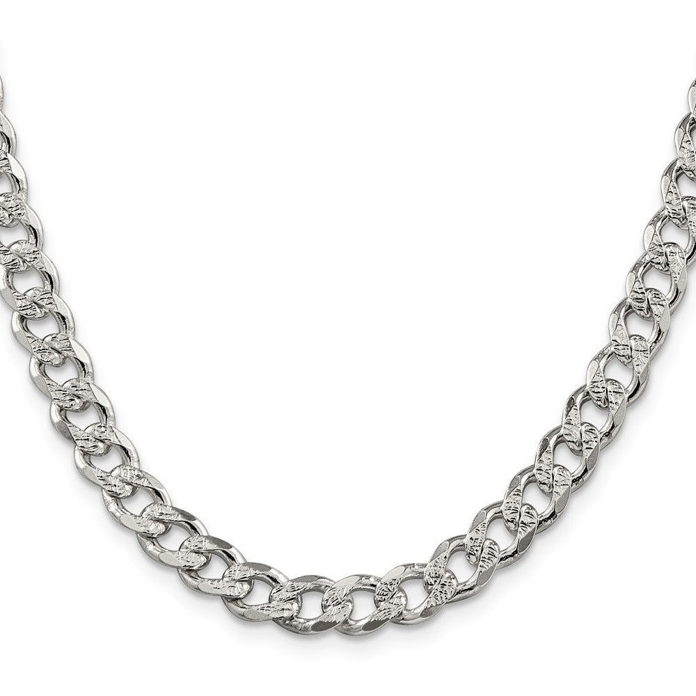 Sterling Silver 7.5mm Pavé Curb Chain