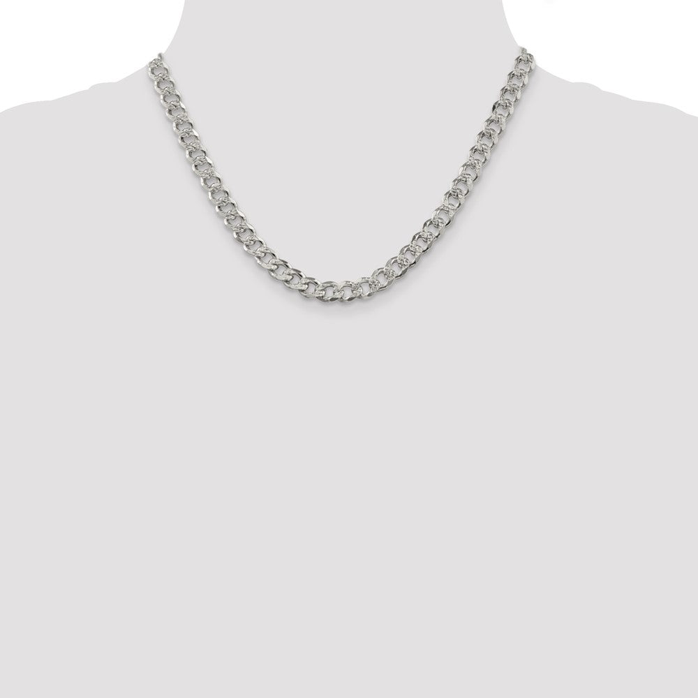 Sterling Silver 7.5mm Pavé Curb Chain