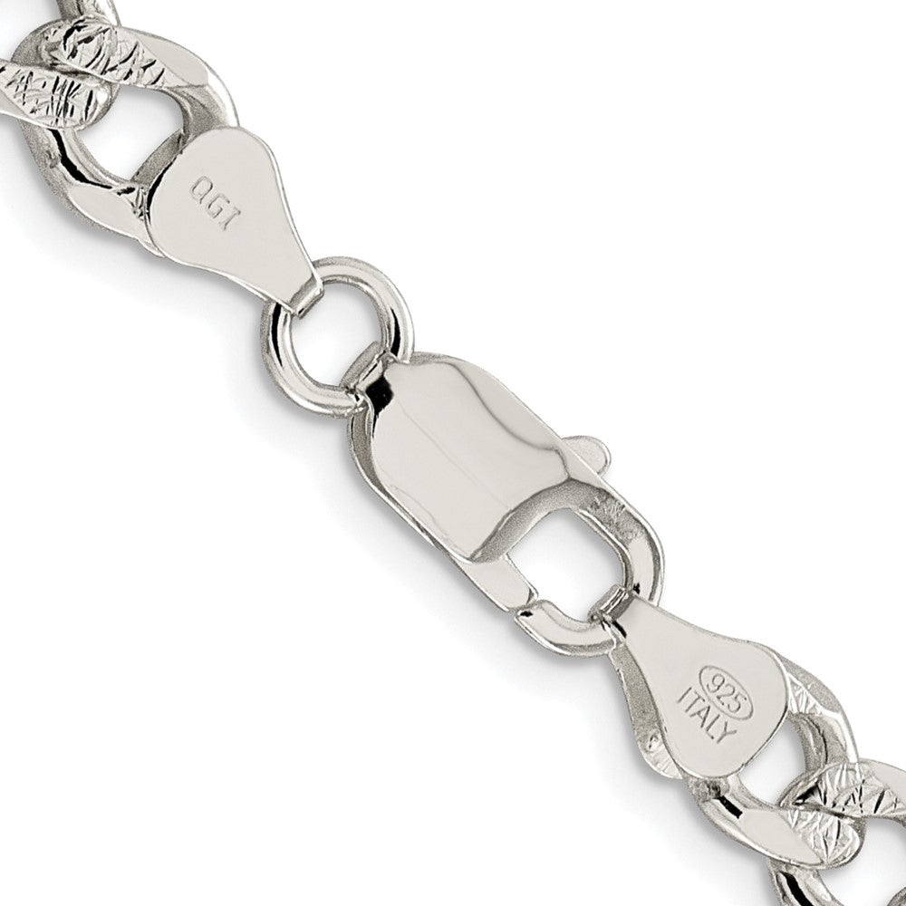 Sterling Silver Rhodium-plated 7.5mm Pavé Curb Chain