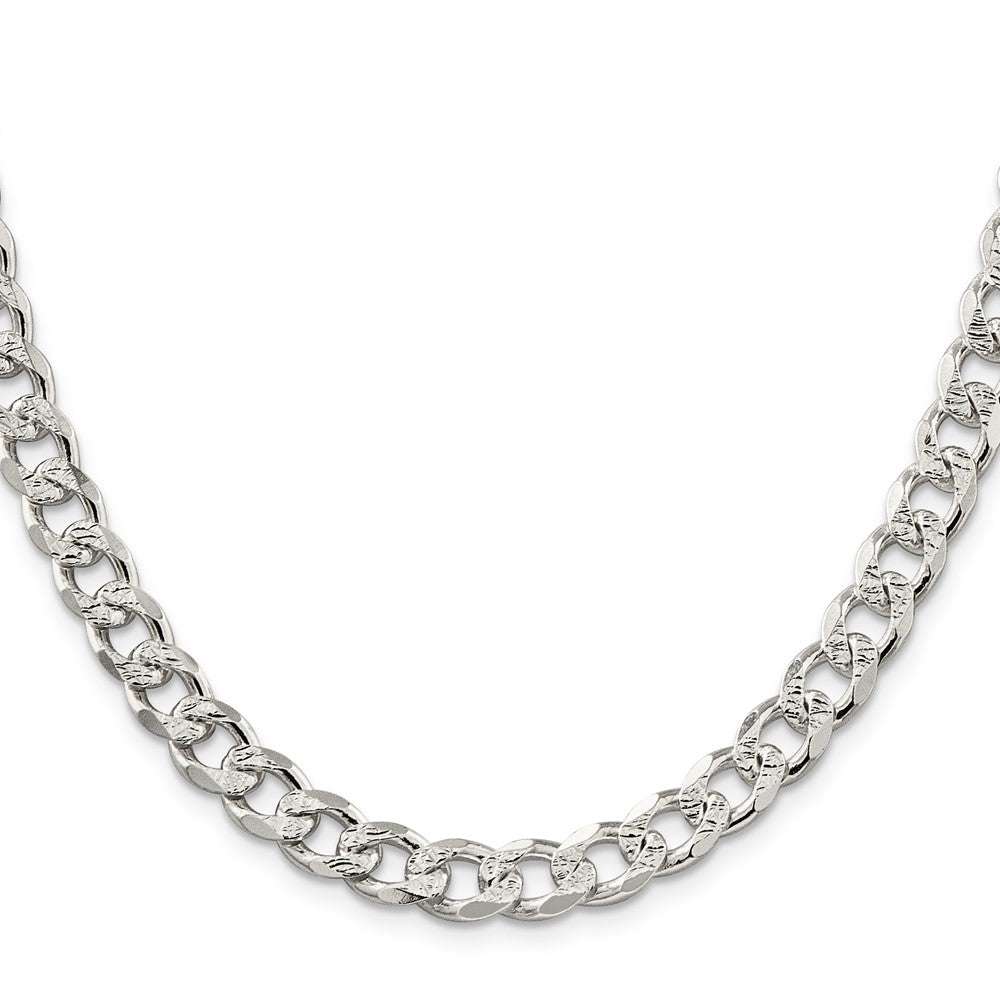 Sterling Silver 8.3mm Pavé Curb Chain