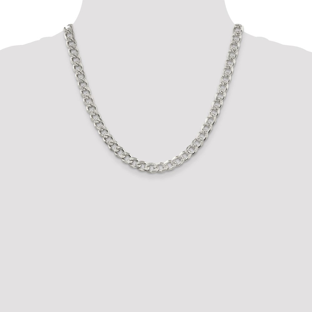 Sterling Silver 8.3mm Pavé Curb Chain
