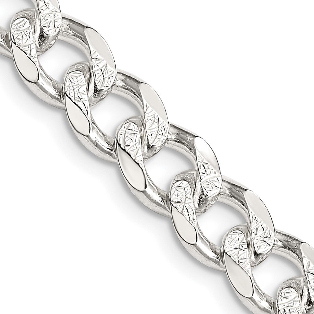 Sterling Silver 8.3mm Pavé Curb Chain