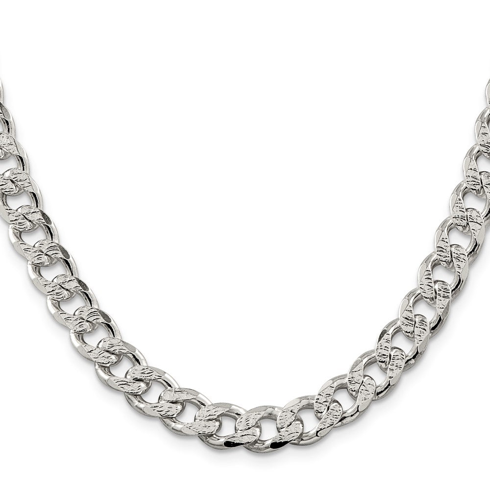 Sterling Silver 9.3mm Pavé Curb Chain