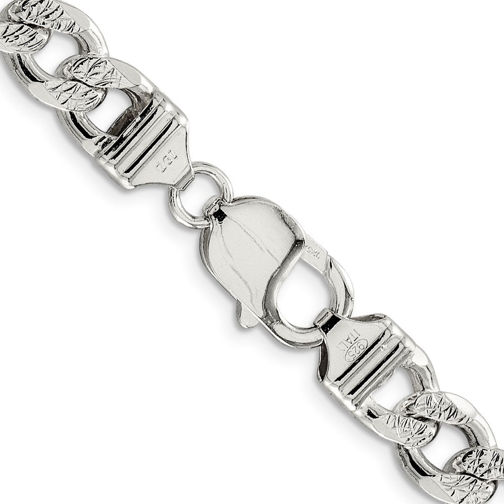 Sterling Silver 9.3mm Pavé Curb Chain