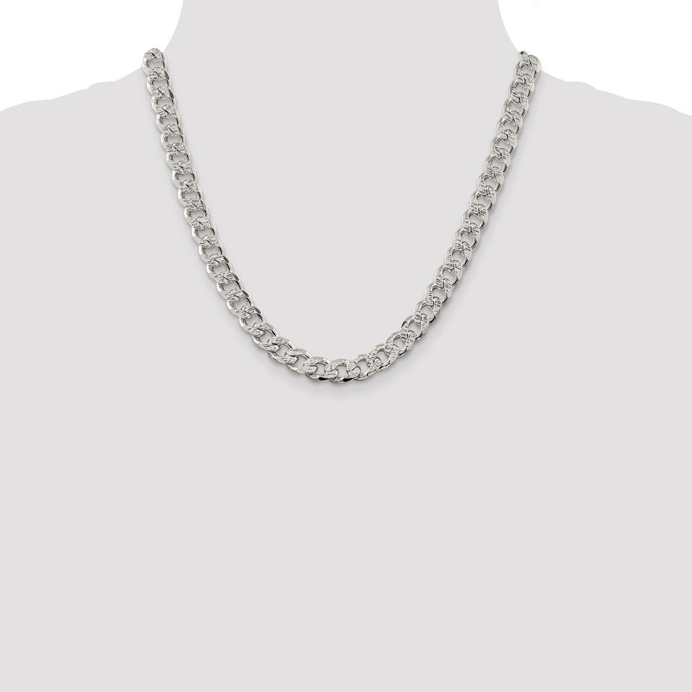 Sterling Silver 9.3mm Pavé Curb Chain