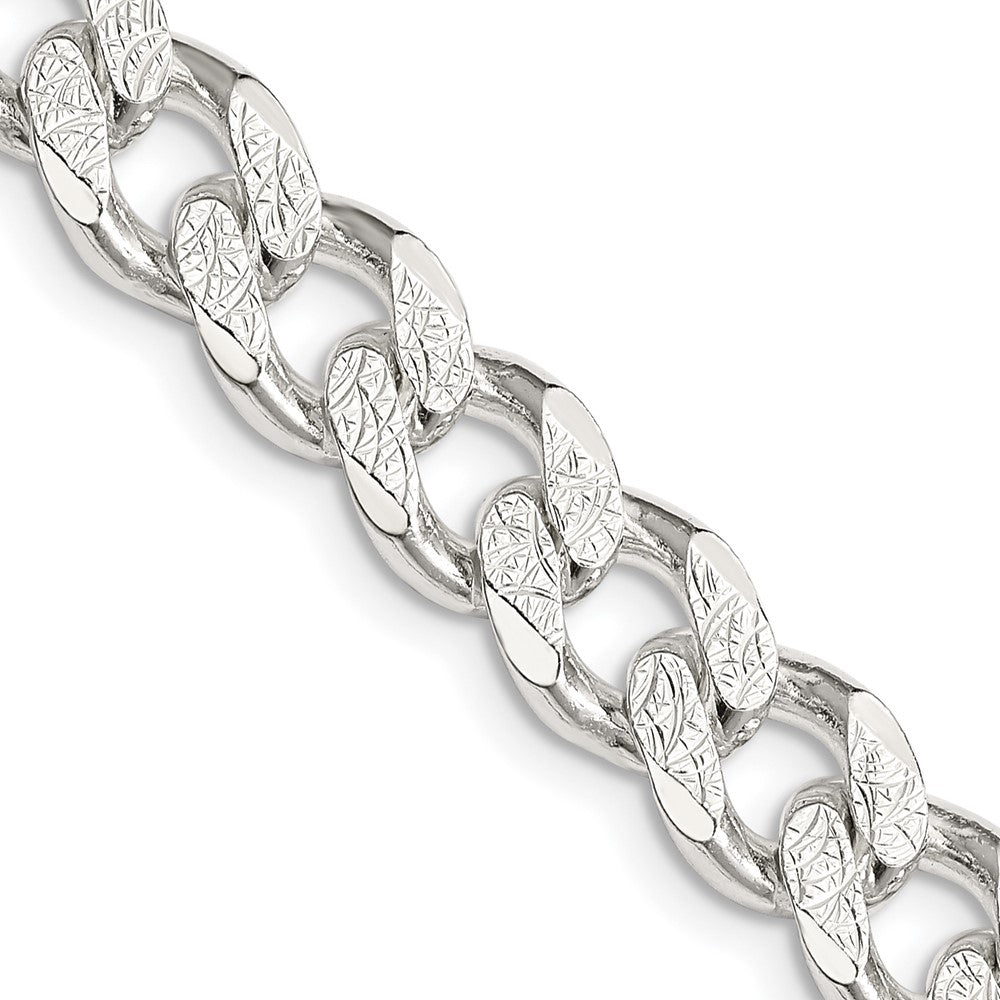 Sterling Silver 9.3mm Pavé Curb Chain