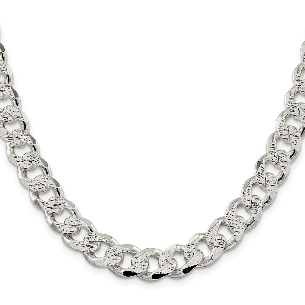 Sterling Silver 11.0mm Pavé Curb Chain