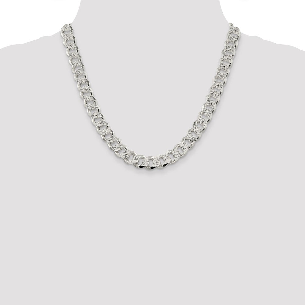 Sterling Silver 11.0mm Pavé Curb Chain