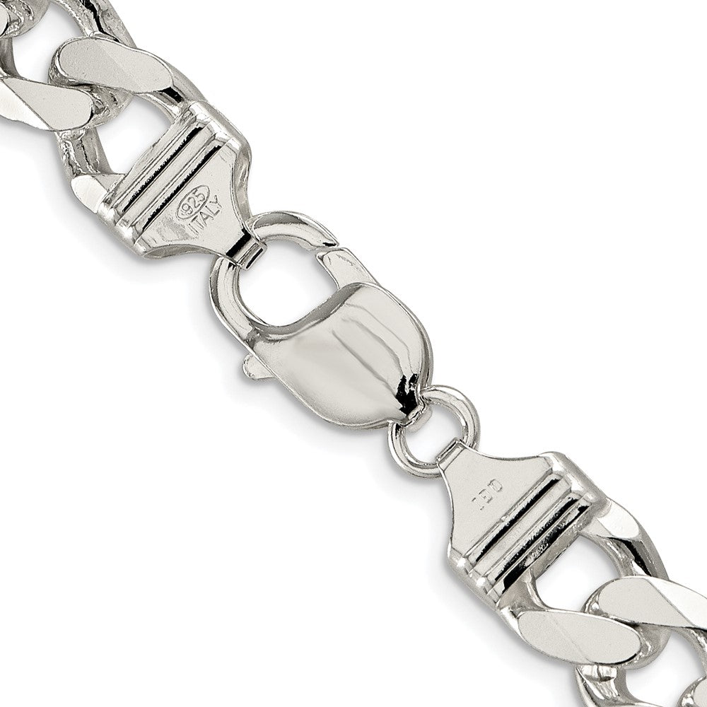 Sterling Silver Rhodium-plated 11.0mm Pavé Curb Chain