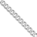 Sterling Silver Rhodium-plated 11.0mm Pavé Curb Chain
