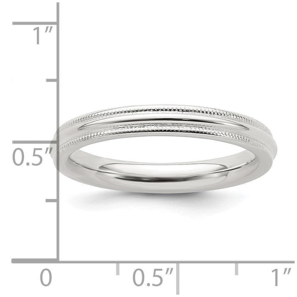 Sterling Silver 3mm Comfort Fit Milgrain Band