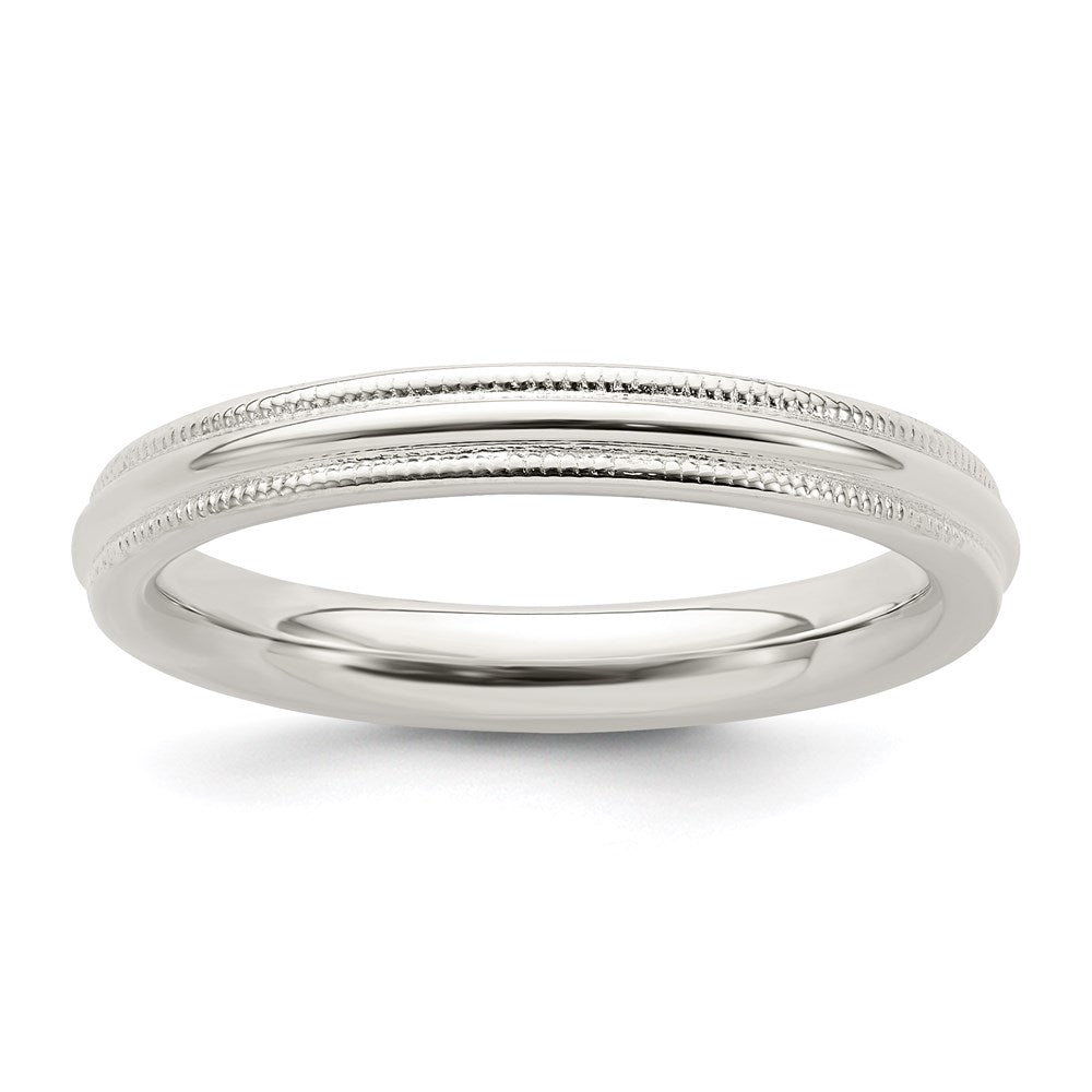 Sterling Silver 3mm Comfort Fit Milgrain Band