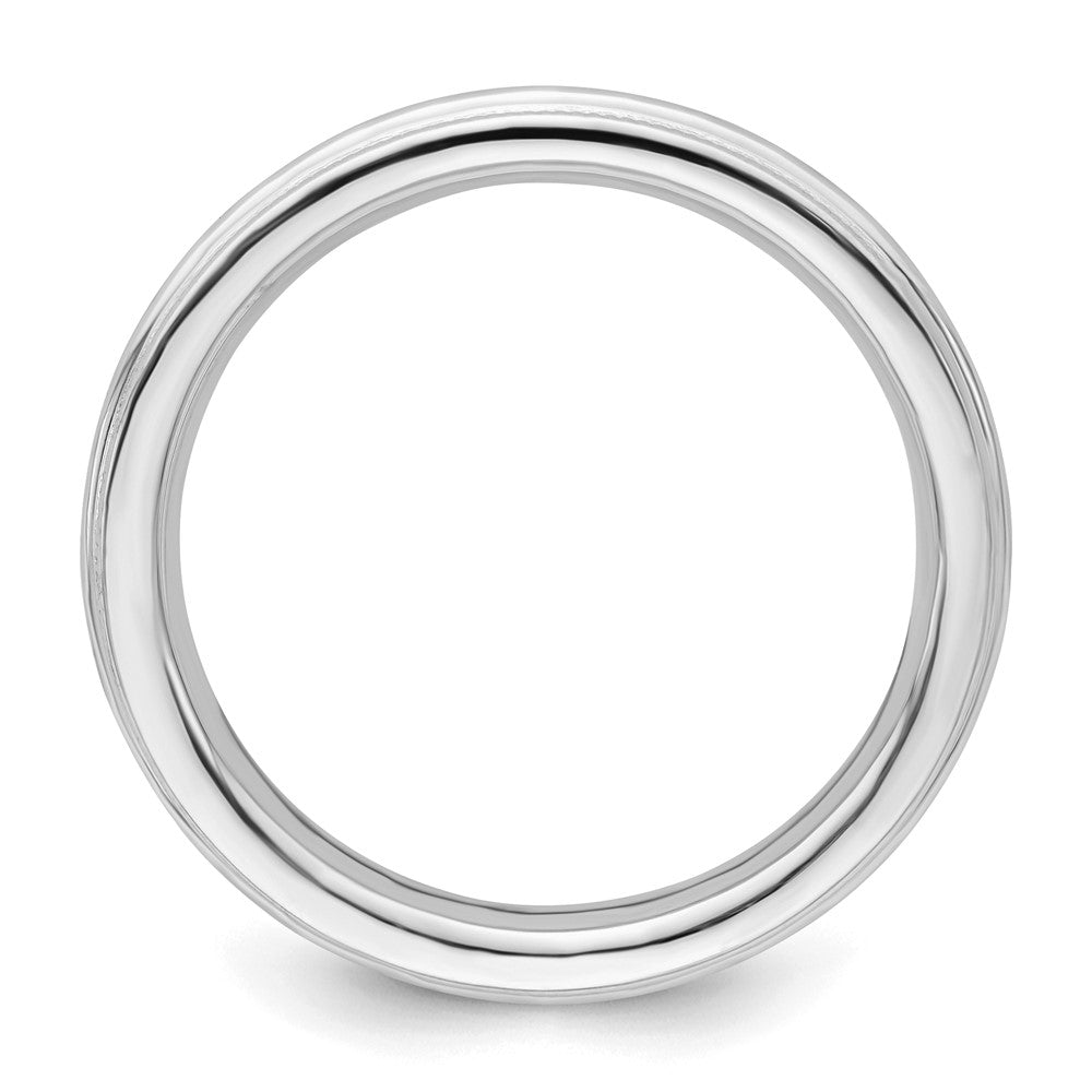 Sterling Silver Rhodium-plated 3mm Comfort Fit Milgrain Band