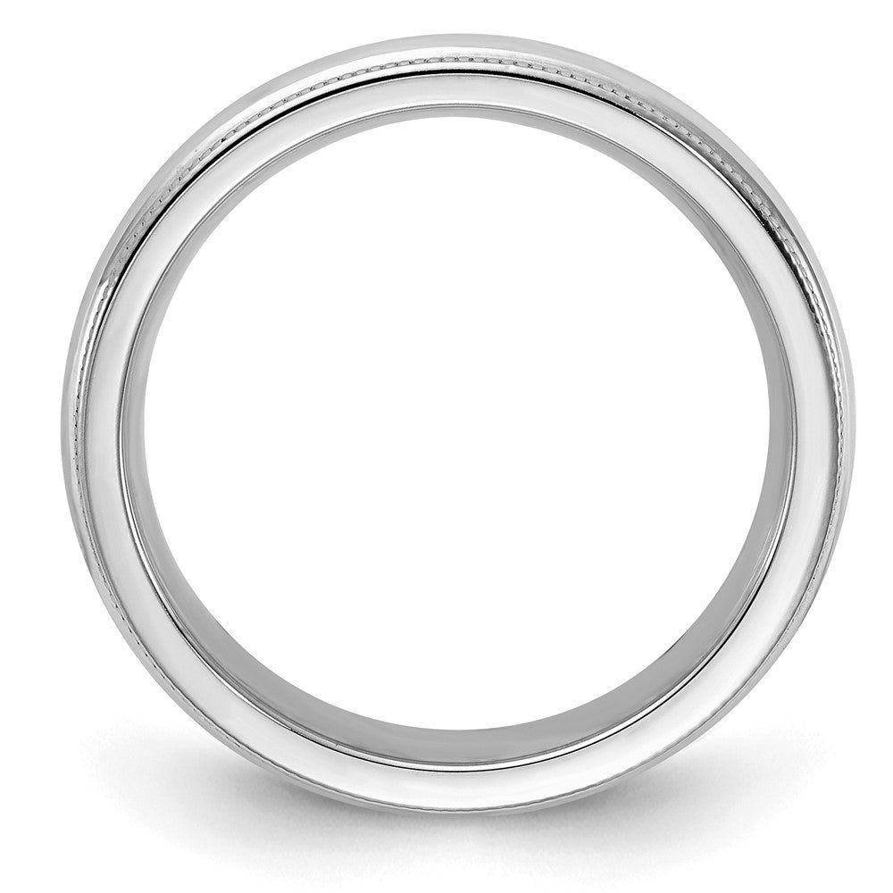 Sterling Silver Rhodium-plated 4mm Comfort Fit Milgrain Band