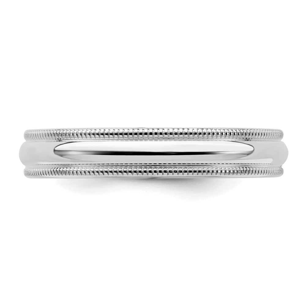 Sterling Silver Rhodium-plated 4mm Comfort Fit Milgrain Band