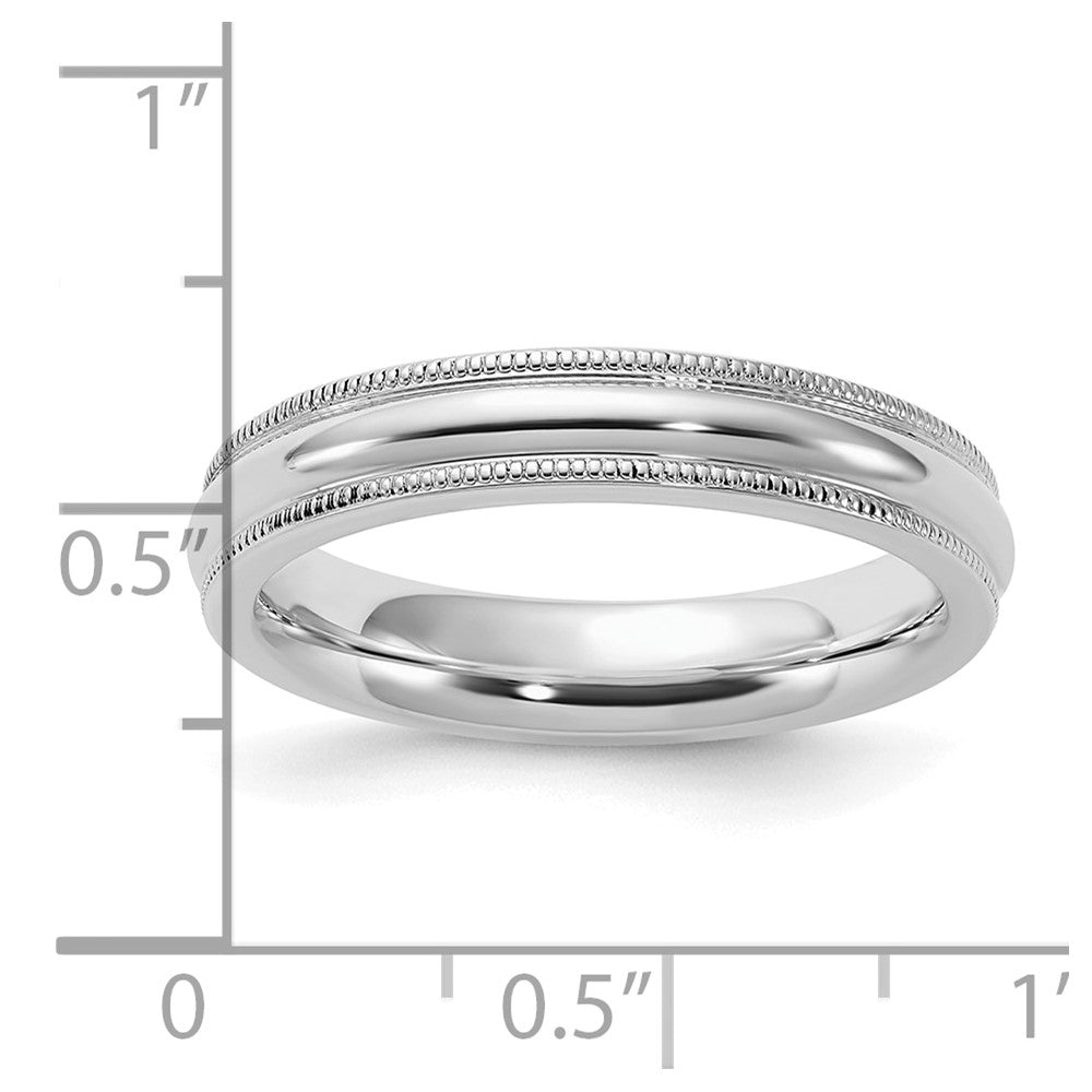 Sterling Silver Rhodium-plated 4mm Comfort Fit Milgrain Band