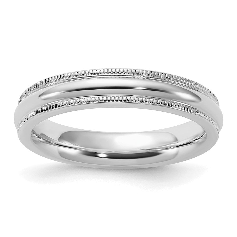 Sterling Silver Rhodium-plated 4mm Comfort Fit Milgrain Band